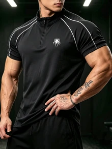 GymBeat Men's Spider Pattern Casual Daily Wear Sports T-Shirt - Multicolor - View 3