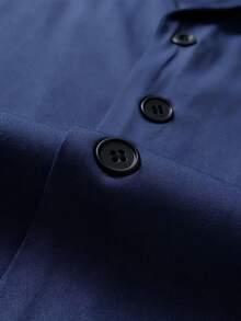 Calvornis Men's Solid Color Turn-Down Collar Single-Breasted Casual Fashion Versatile Long Sleeve Shirt - Blue - View 6