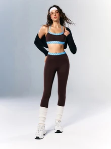 VARSIVA Women's Polka Dot Print Colorblock Tank Top And Leggings Sports Set - Multicolor - View 4