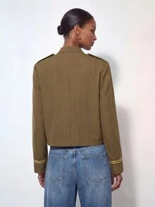 Zivah Women's Button-Up Long Sleeve Casual Jacket - Olive Green - View 3