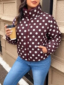 Lounesse Plus Size Women's Short Padded Coat With Fleece Lining - Rusty Rose - View 7