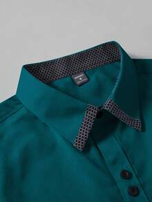 Manfinity Mode Men's Casual Fashion Long Sleeve Shirt - Blue - View 4