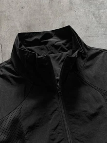 AXEPEAK Men's Solid Color Long Sleeve Zip-Up Casual Jacket - Black - View 3