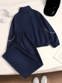 SHEIN 青少年女孩外套套裝 - 藍色 - 查看 2