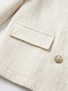 GlowEve Double Breasted Flap Detail Jacket - White - View 5
