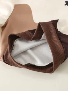 SHEIN 2件組嬰兒男童/女童秋冬針織軟綿拼接色圓領長袖套頭衛衣＋鬆緊腰長褲套裝，街頭風戶外休閒穿搭 - 彩色 - 查看 5