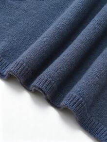 Balvessa Sweater Wanita Gaya Prancis Kerah Tinggi Kancing Buatan Tangan untuk Rumah & Luar Ruangan - Biru - View 4