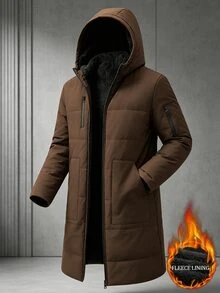 EGENSIO Halloween, Christmas, New Year, Gift, Men's Padded Coat, Long, Thermal Lined - Brown - View 5