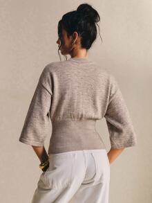 Poéselle Women's Casual Comfortable Waist-Cinching Cardigan - Camel - View 2