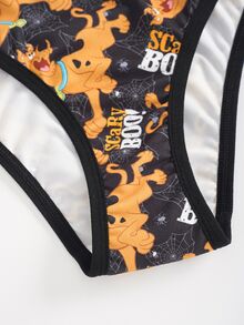 SCOOBY-DOO X SHEIN Women's Cartoon Pattern Camisole And Cartoon Pattern Triangle Shorts Underwear Set - Black - View 9