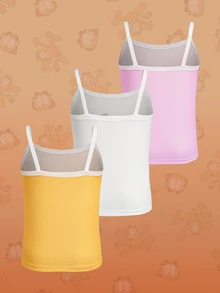 GARFIELD | SHEIN Young Girl Letter Cartoon Print Camisole Undershirt Tank Top - Pink - View 3