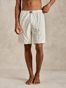EverLounge Men Letter Patched Loungewear Shorts - White - View 3