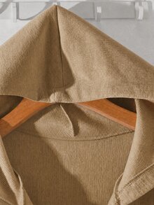 Lacomfia Women's Hooded Long Sleeve Cinched Waist Versatile Casual Fashion Autumn/Winter Plus Size Two Pieces Set - Khaki - View 5