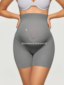 SHAPORA 1pc Maternity Solid Color Seamless High Waist Fitted Comfortable Panties - Dark Grey - View 4