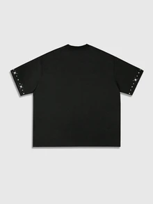ROMWE MEN Street Life Teen Boys Short Sleeve Letter Graphic Print T-Shirt - Black - View 2