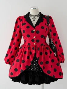 Sunspun Plus Size Women Polka Dot Casual Daily Long Sleeve Jacket - Multicolor - View 7