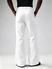 STYNVO Men's Zipper Fly Slim Fit Flare Leg Pants - White - View 2