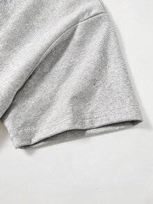 SHEIN 1件大童男孩休閒簡約設計壓紋字母素色圓領套頭T恤，舒適面料，適合春夏秋季 - 灰色 - 查看 6