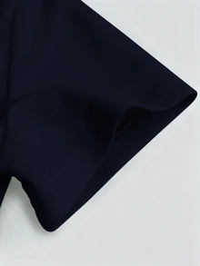 SHEIN Franclia 女款夏季 Polo 領短袖收腰 A 字洋裝，極簡顯瘦設計，適合日常通勤、外出與野餐 - 藏蓝色 - 查看 3