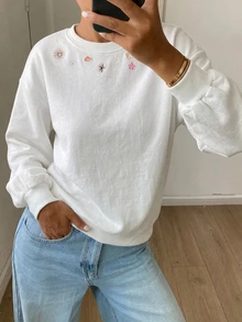 DAZY Women's Round Neck Short Sleeve Printed Casual Pullover T-Shirt - White - View 2