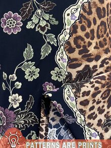 SHEIN Clasi 女款度假風豹紋花卉撞色蕾絲細肩帶背心上衣 - 彩色 - 查看 7