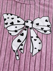 SHEIN Sparklyn Tween Girl Knitted Fuzzy Ribbed Sweatshirt & Pants 3pcs Set, Ribbed Print Pattern With Leggings, Casual Fashion Minimalist Comfortable, Suitable For Indoor & Outdoor, Back To School - Multicolor - View 7