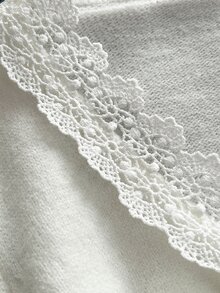 Elamini 女款休閒百搭甜美蝴蝶結蕾絲領日常通勤約會穿搭秋冬套頭毛衣 - 杏色 - 查看 4