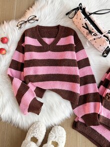Tween Girl Autumn/Winter Fashion Pattern Jacquard Knit Sweater Long Sleeve Pullover & Long Pants Set - Multicolor - View 5
