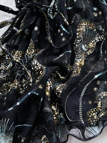 Soleia 女款印花圖案水鑽裝飾露背細肩帶背心上衣 - 彩色 - 查看 4