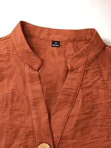 EMERY ROSE Women's Woven Casual Long-Sleeved Fall Blouse - Orange - View 5