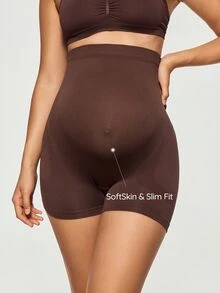 SHAPORA Women's Popular Fashion Comfortable Minimalist Solid Color High Cost-Performance High Quality Seamless Maternity Panties 1pc - Coffee Brown - View 3