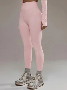Musera Sport High Rise Seamless Leggings Bottom Only Padel Winter Activewear Sport Gym Workout - Baby Pink - View 5