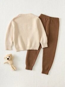 Cozy Pixies Kids Young Boys Autumn Winter Sweater Co-Ords - Apricot - View 2