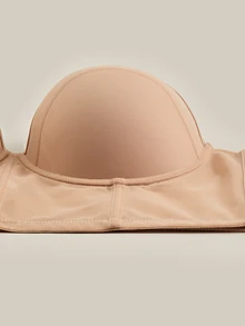 Bralution Women's Plus Size Solid Color Minimalist Comfortable Wireless Bra - Apricot - View 3