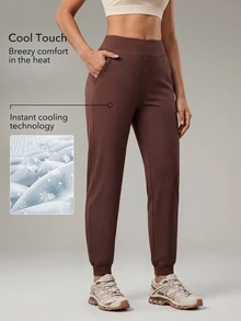 OutZeal Celana Jogger Wanita untuk Olahraga dan Gym Outdoor dengan Perlindungan UV, Sentuhan Dingin, Warna Polos, Bawahan Outdoor - Coffee Brown - View 3