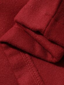 DAZY Young Girl Solid Color Peter Pan Collar Heart Single-Breasted Cute Overcoat - Red - View 9