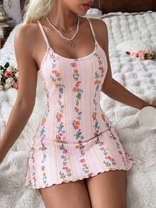 CottageSlumber Women's Short Camisole Summer Cute Floral Print Loungewear - Pink - View 5