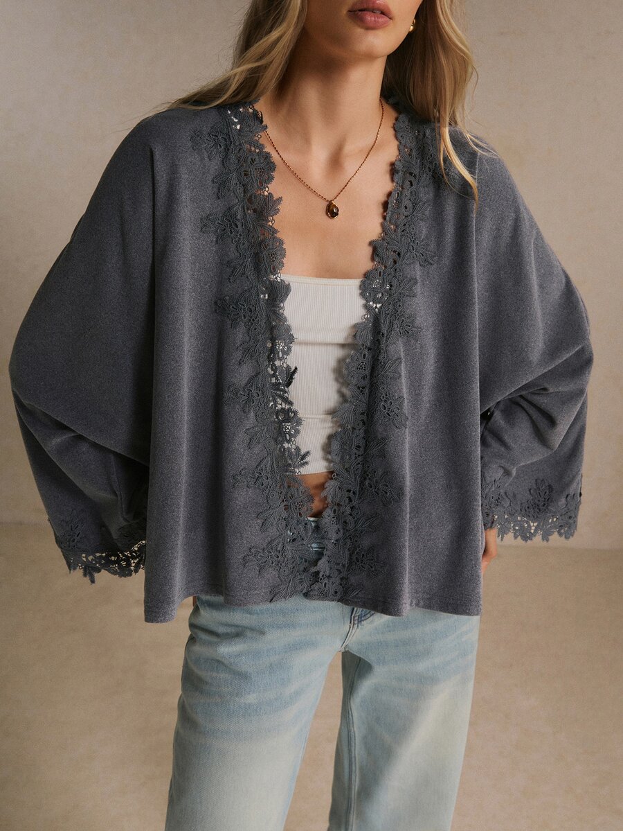 Poéselle Women's Sweet Lace Patchwork Top For Vacation And Travel,Fall Winter 2026