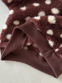 2pcs Baby Girls Pullover Sweaters Cute Sweet Brown Apricot Polka Dot Zip Ribbed Long Sleeve Mock Neck Thick Holiday Party Fall Winter Plush - Multicolor - View 4