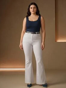 Anewsta Plus Size Spring Summer Seamless Rhinestone Elegant Versatile Women's Tank Top - Blue - View 4