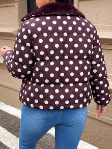 Lounesse Plus Size Women's Short Padded Coat With Fleece Lining - Rusty Rose - View 3
