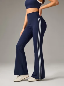 OutZeal Gym Wear Women Sports Pants Yoga Workout Pilates Quick-Dry Tummy Control Flared Legs Active Bottoms - Navy Blue - View 6
