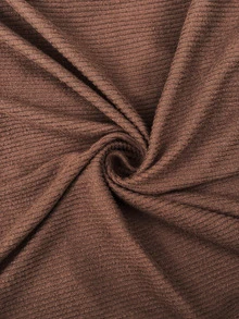 Easura Atasan Rajut Bertekstur Wanita Plus Size untuk Musim Gugur dan Dingin, Elegan untuk Ngantor, Kerah V, Kancing Depan, Pinggang Ramping, Dipadukan dengan Celana Flare - Coklat - View 3