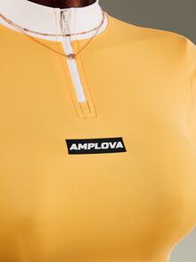 Amplova Women's Letter Print Stand Collar Short Sleeve Cropped T-Shirt And Shorts Sports Set - Butter Yellow - View 6