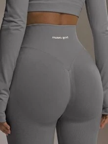 Musera Sport High Rise Seamless Leggings Bottom Only Padel Winter Activewear Sport Gym Workout - Dark Grey - View 2