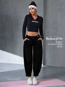 Flexra Festival Plus Size Women Black Stretch Loose Tapered Ankle Length Jeans - Black - View 5
