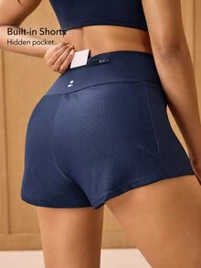 OutZeal Women Sports Shorts Gym Workout Running High Waist Tummy Control Built-In Shorts 2-In-1 Design - Royal Blue - View 4