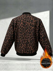 Manfinity Homme 男士時尚百搭豹紋拉鍊長袖夾克 - 彩色 - 查看 4