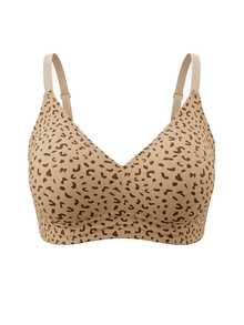 Livesso 2pcs Leopard Print & Floral Combo Bra Set, Spaghetti Strap, Removable Pads, Women's Lingerie - Multicolor - View 5