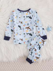 Young Boy 1 Set Fitted Casual Minimalist Cartoon Pattern Undershirt, Suitable For Autumn/Winter - Multicolor - View 2